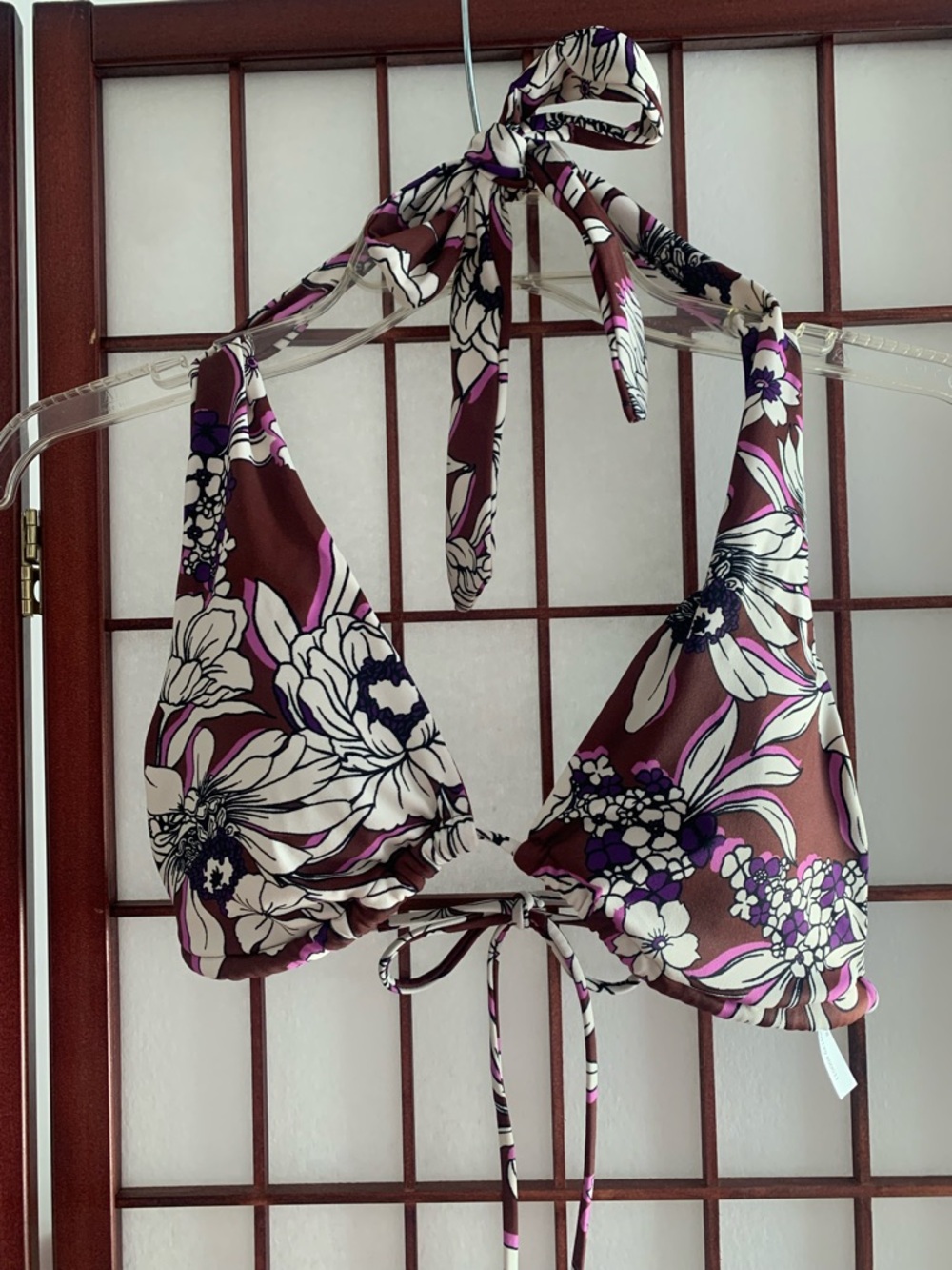NWOT Express Body Contour Swim Multicolor Brown Floral Print in Size S